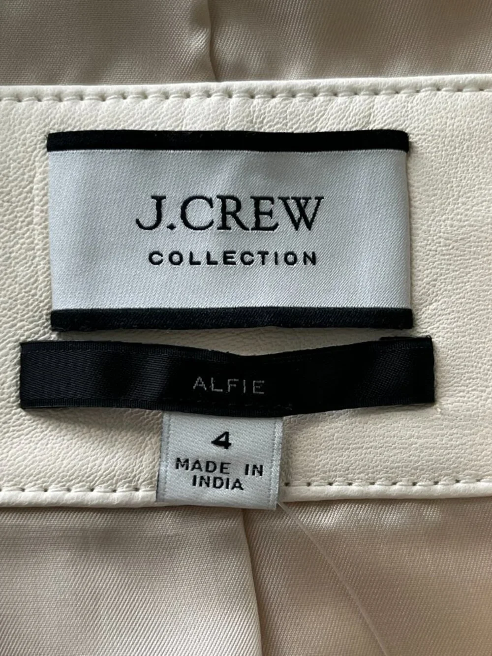 J. Crew Collection Alfie Leather Blazer in Ivory Size 4 NWT